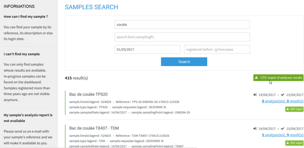 Possibilité d'exporter directement vos résultats au format Excel